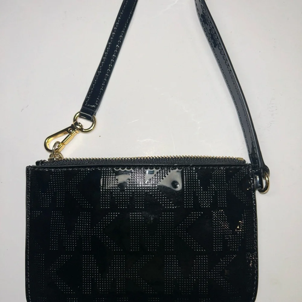 Michael Kors Black Wristlet with Gold Accents